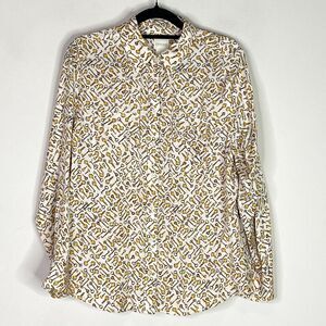 Chico's Keys Button Front Long Sleeve Blouse Women's Size Medium (Chicos Size 1)